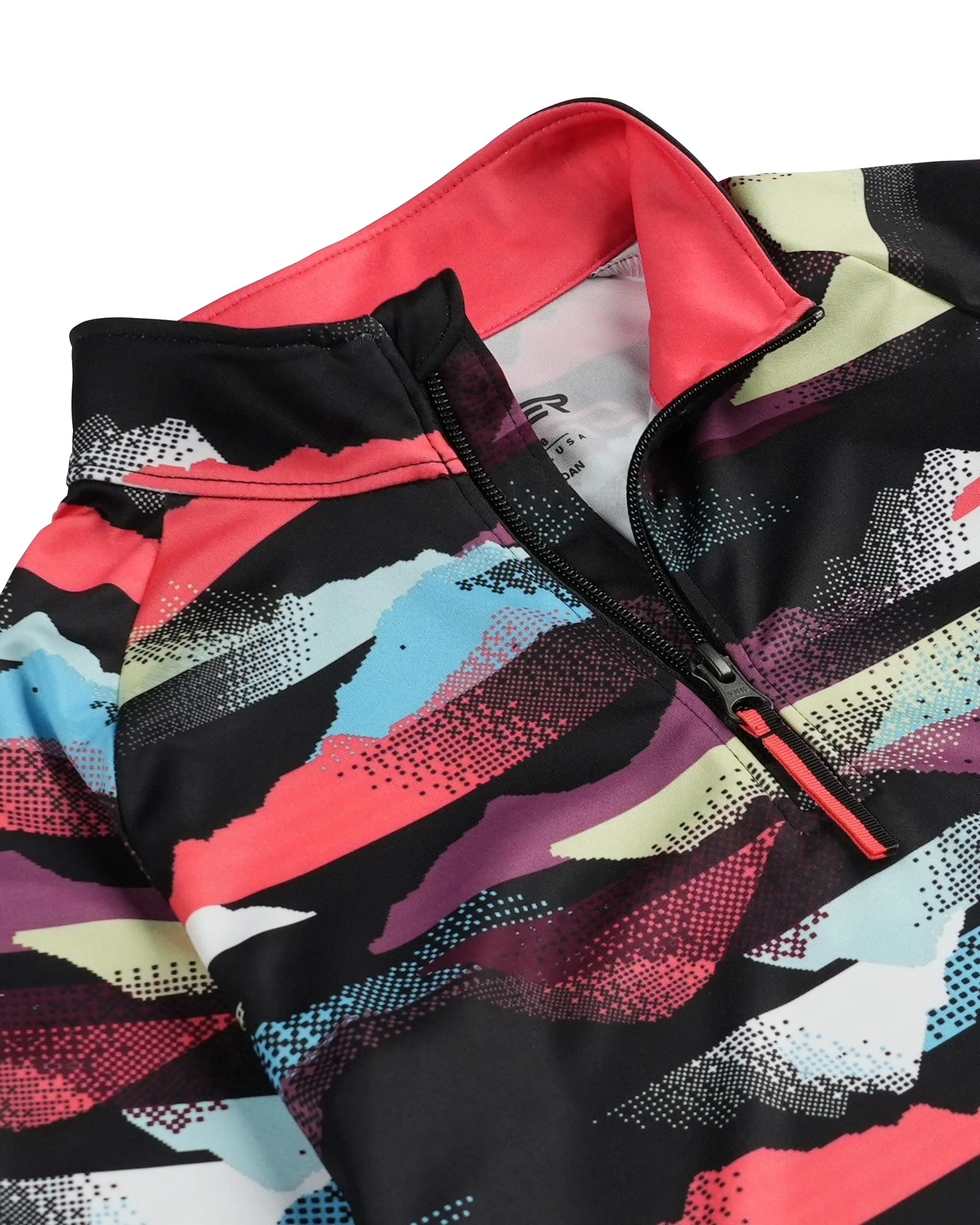 Girls Surface Half Zip T-Neck - Multi Mountain Print - Image 3