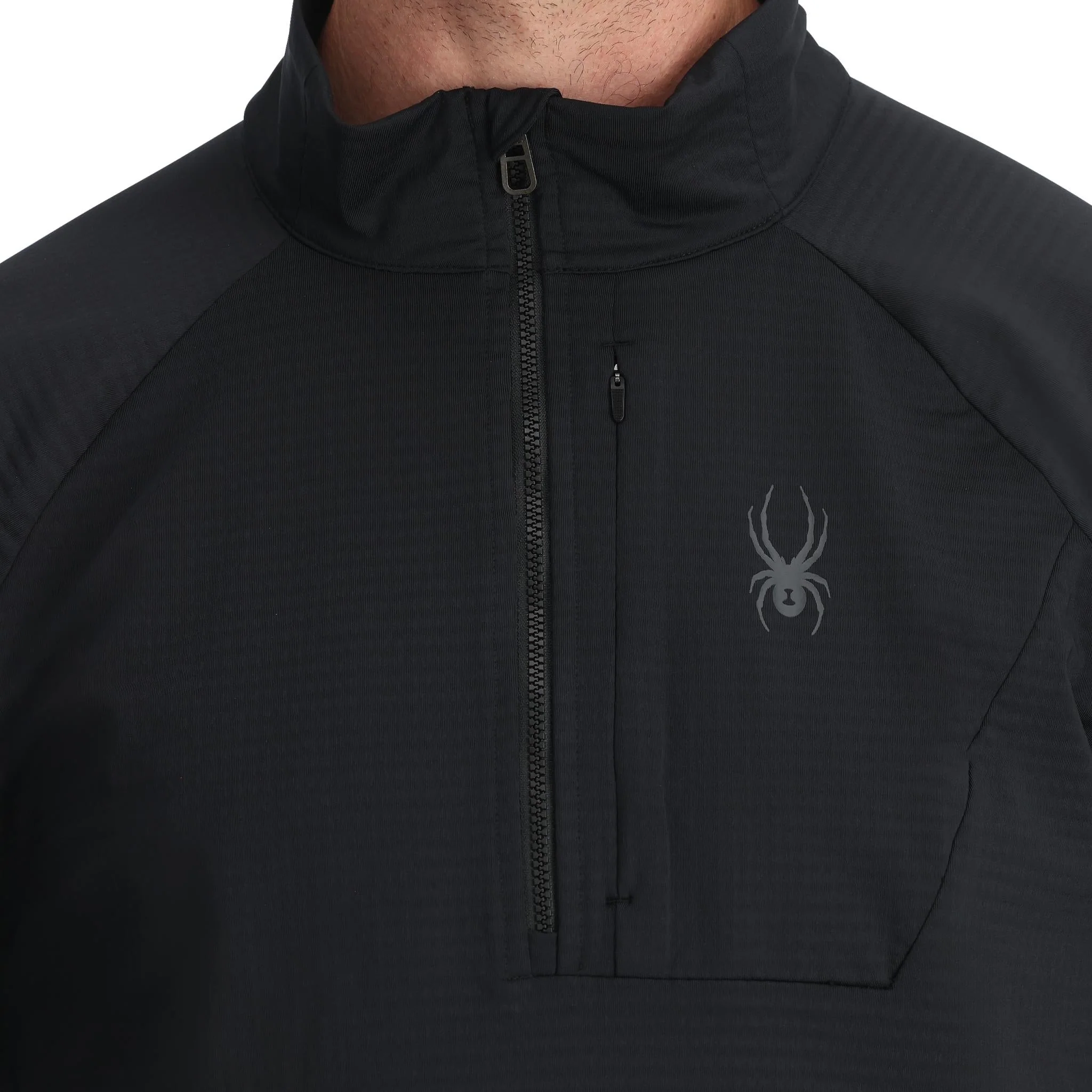 Mens Gridweb Fleece Half Zip Jacket - Black - Image 3
