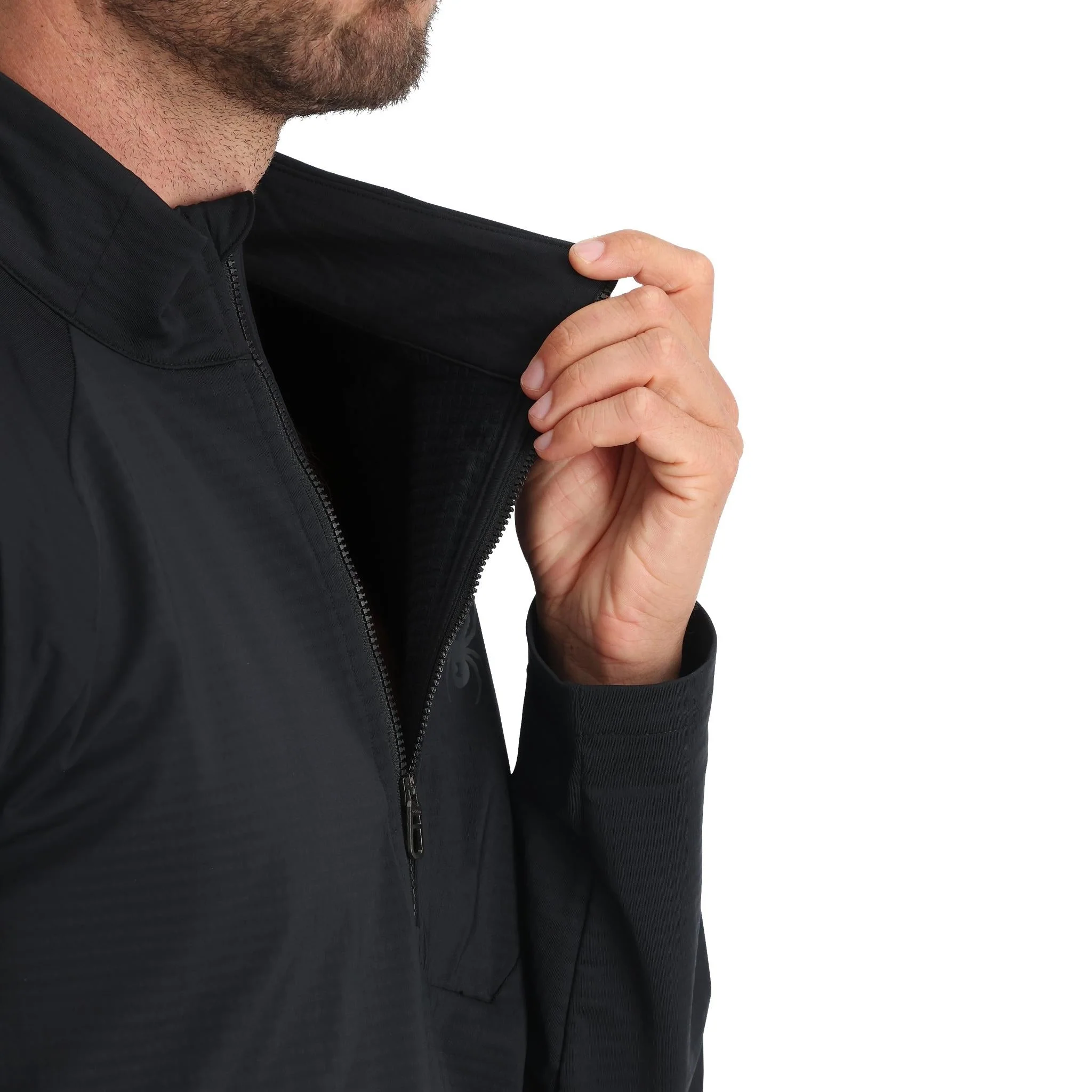 Mens Gridweb Fleece Half Zip Jacket - Black - Image 4