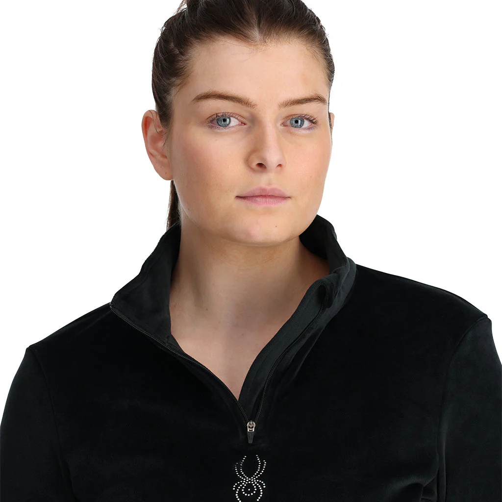 Womens Shimmer Bug Half Zip T-Neck - Black - Image 4