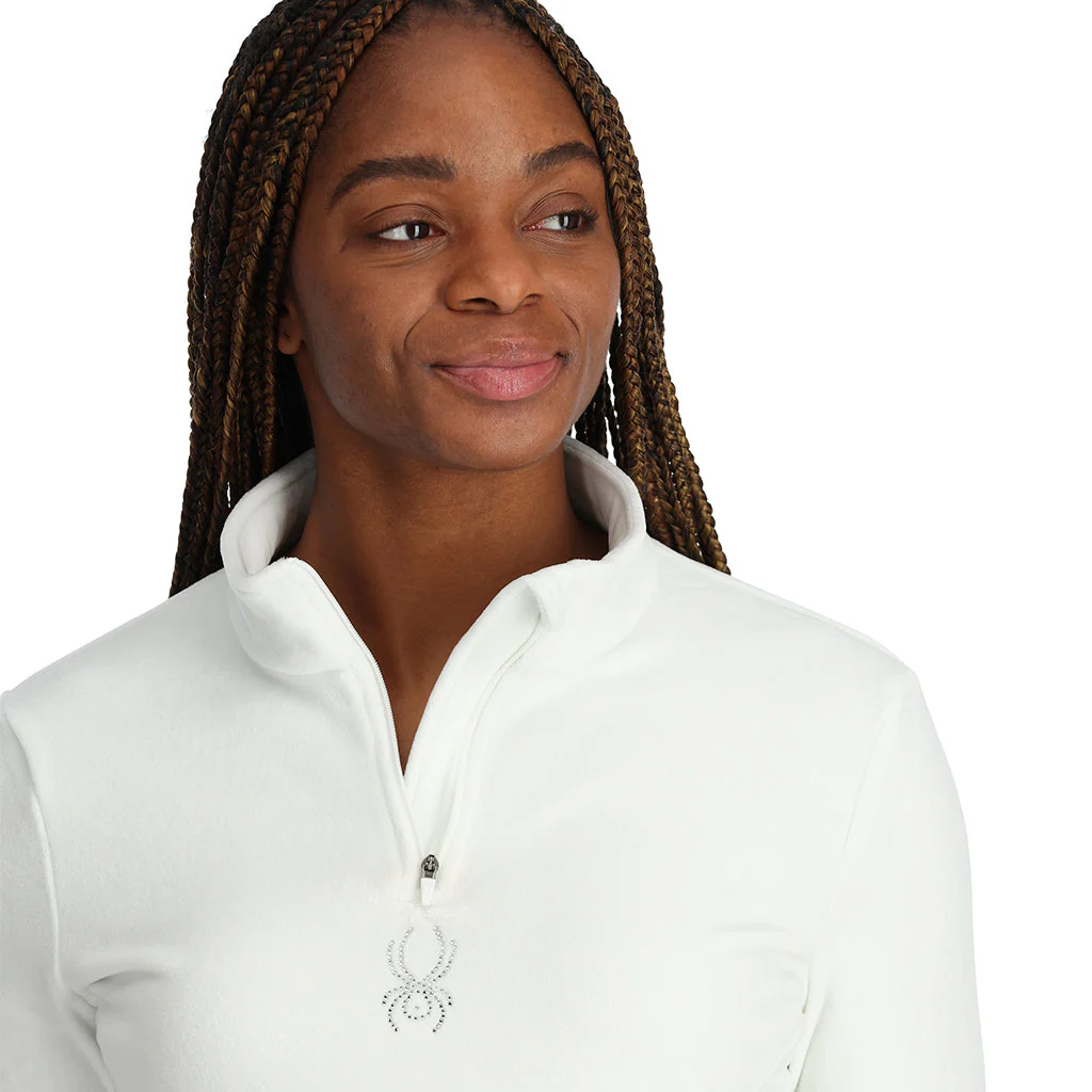 Womens Shimmer Bug Half Zip T-Neck - White - Image 3