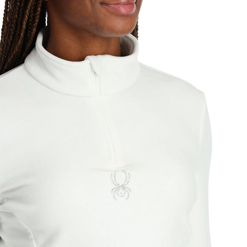 Womens Shimmer Bug Half Zip T-Neck - White - Image 4