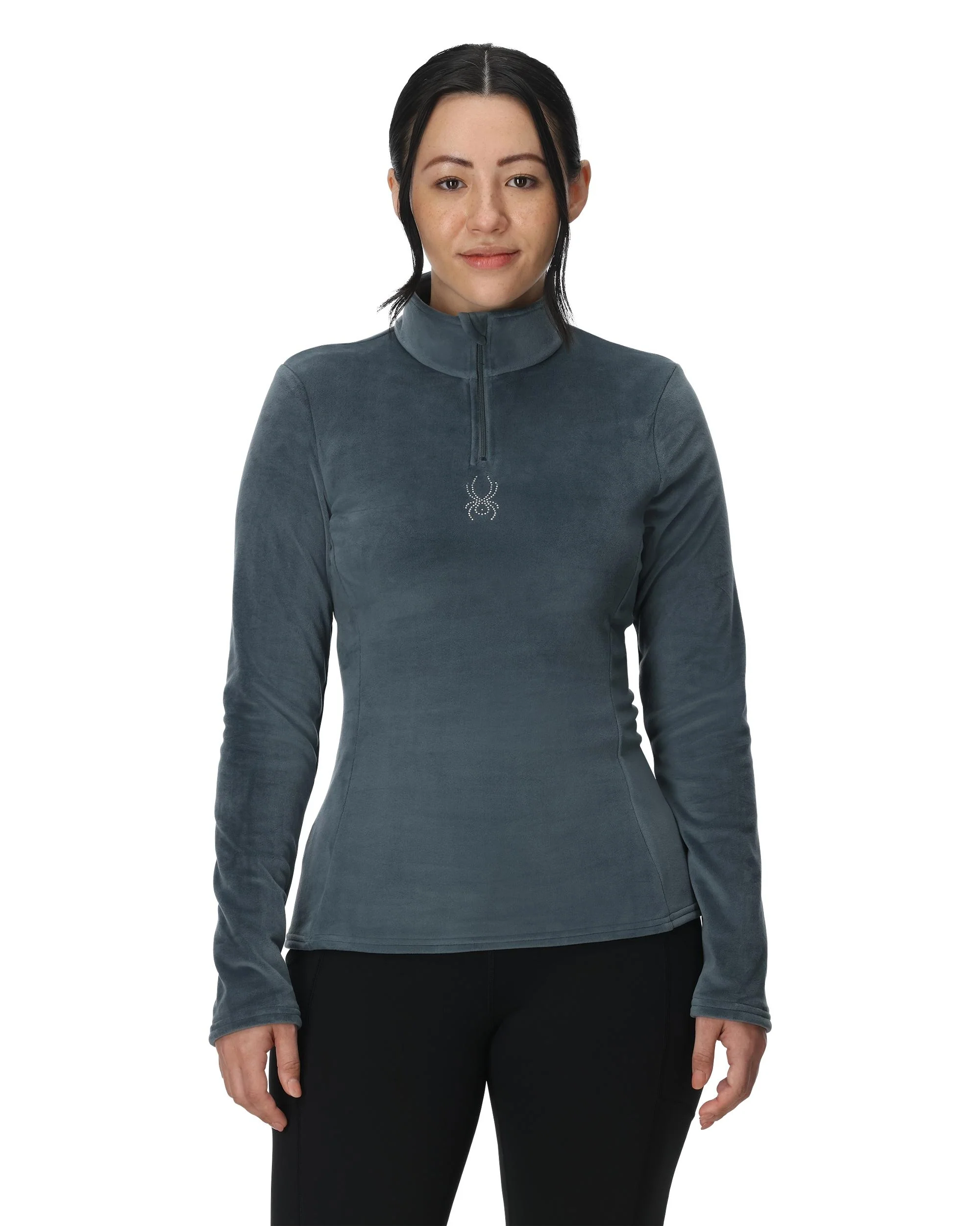 Womens Shimmer Bug Half Zip T-Neck - Slate Blue - Image 3