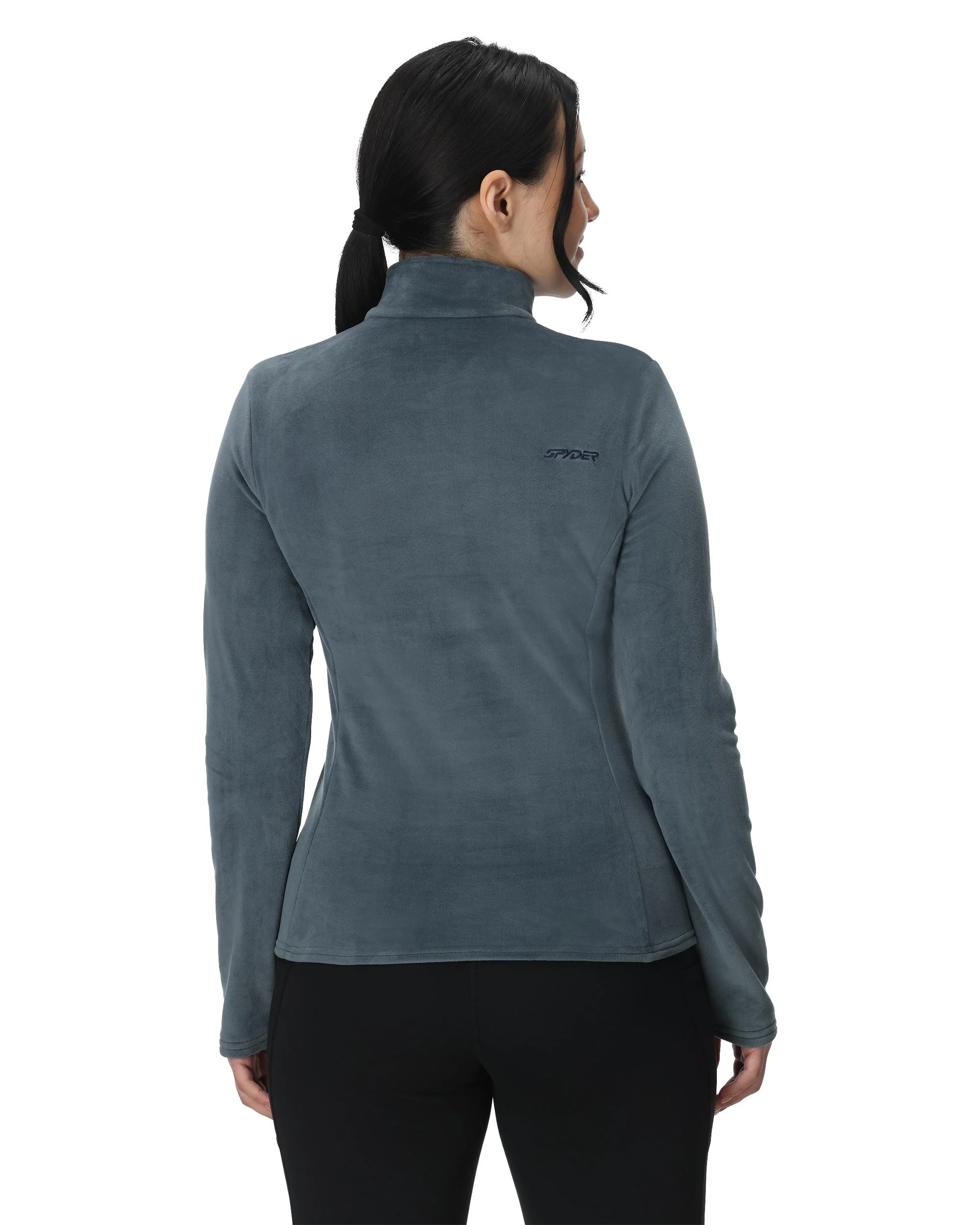 Womens Shimmer Bug Half Zip T-Neck - Slate Blue - Image 4